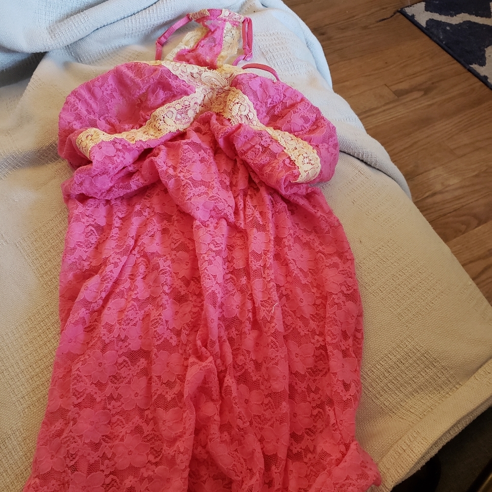 Pink lace negligee